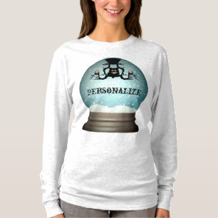 Camiseta Gato negro caída lámpara de araña globo de nieve a
