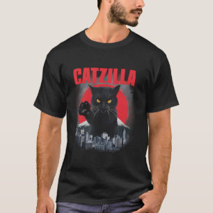 Camiseta Gato negro Catzilla Hombres Mujeres Niños gato gra