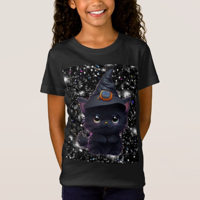 Camiseta Gato negro chiflado de Halloween (Anverso)
