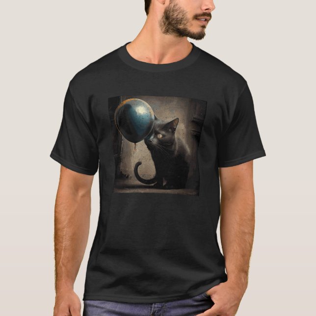 Camiseta Gato Negro Come Globo (Anverso)