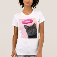 Gato negro con Angel Halo rosa