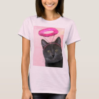 Gato negro con Angel Halo rosa