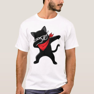 Camiseta Gato Negro con Bandana Dab – Divertido y Genial Da