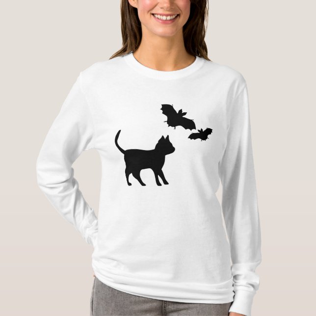 Camiseta Gato negro con bata (Anverso)