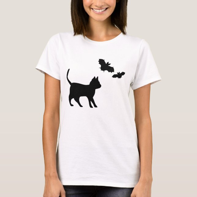 Camiseta Gato negro con bata (Anverso)