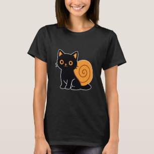 Camiseta Gato negro con concha de caracol