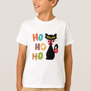 Camiseta Gato negro con diseño de texto Ho Ho Ho Ho Ho
