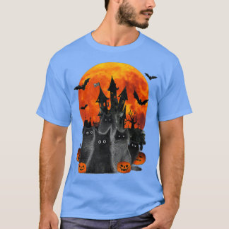 Camiseta Gato negro con disfraz de Halloween en la Luna lle