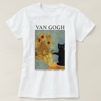 Camiseta Gato negro con girasoles Van Gogh Art