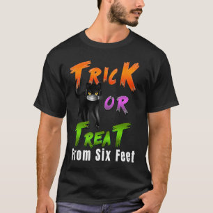 Camiseta Gato negro con máscara Halloween Distanciamiento s