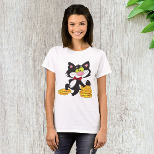 Camiseta Gato Negro Con Monedas Personaje De Dinero Lindo