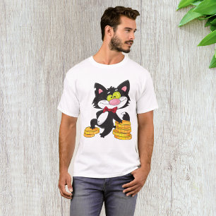 Camiseta Gato Negro Con Monedas Personaje De Dinero Lindo