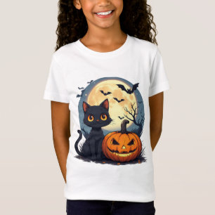 Camiseta Gato Negro Con Murciélagos Voladores Halloween 🎃