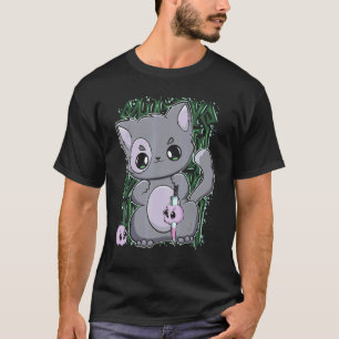Camiseta Gato Negro Con Objeto Mágico Para Yandere Y Loveco
