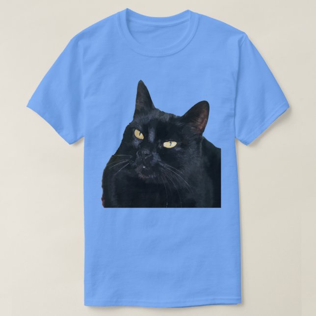 Camiseta Gato negro con ojos amarillos preciosos Cu de arte (Diseño del anverso)