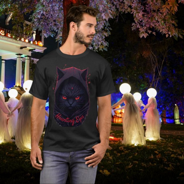 Camiseta Gato negro con ojos rojos en capucha negra (Subido por el creador)