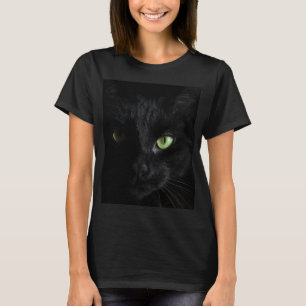 Camiseta Gato negro con ojos verdes