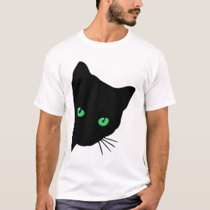 Camiseta gato negro con ojos verdes