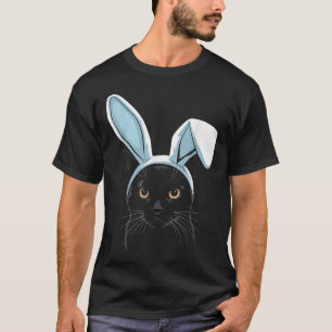 Camiseta Gato Negro Con Orejas Conejitas Cuidados Niños De