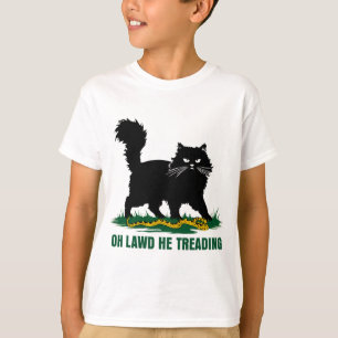 Camiseta Gato Negro Con Serpiente Oh Césped Que Enseña A La