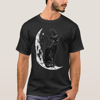 Camiseta Gato Negro Con Sombrero De Bruja Y Disfraz De Hall