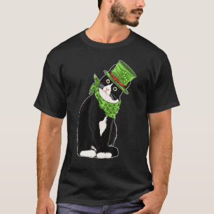 Camiseta Gato Negro Con Sombrero De Duende Divertido St Pat