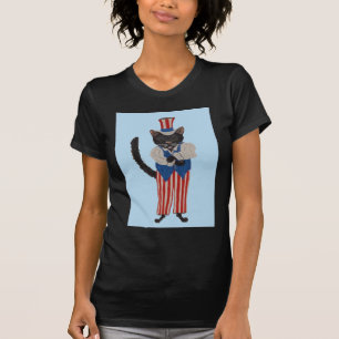 Camiseta Gato Negro con Traje de Tío Sam