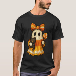 Camiseta Gato negro coqueto fantasma tejiendo ganchillo lan