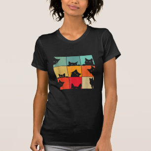 Camiseta Gato Negro Curioso Divertido Retro Vintage para Am