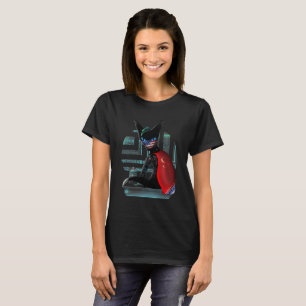 Camiseta Gato negro Cyberpunk Ninja