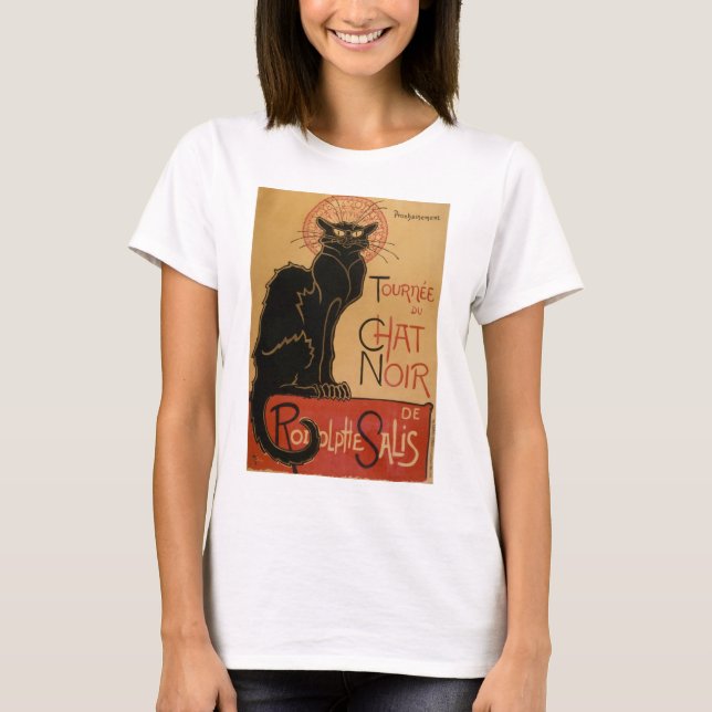 Camiseta Gato negro de Art Nouveau Le Chat Noir del vintage (Anverso)