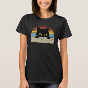 Camiseta Gato negro de atardecer retro vintage para Chicas 