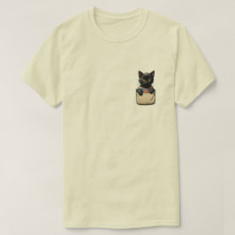 Camiseta Gato negro de bolsillo