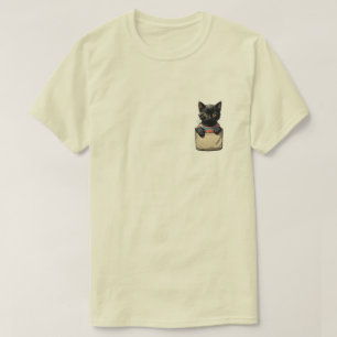 Camiseta Gato negro de bolsillo