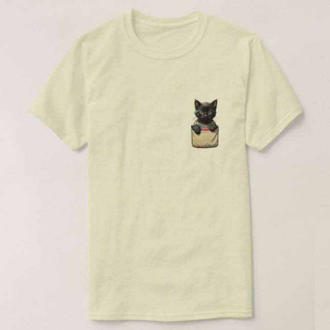 Camiseta Gato negro de bolsillo (Diseño del anverso)