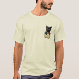 Camiseta Gato negro de bolsillo