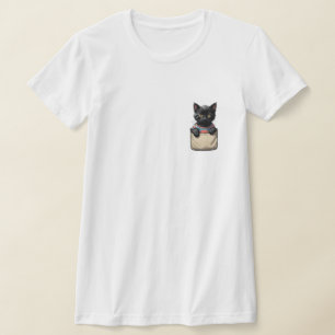 Camiseta Gato negro de bolsillo