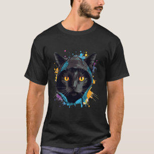 Camiseta Gato negro de bombay con gatos amarillos