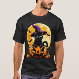 Camiseta Gato negro de calabaza de Halloween