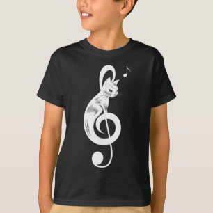 Camiseta Gato negro de clave de sol Kit de música Notas de