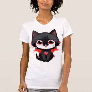 Camiseta Gato negro de color rojo