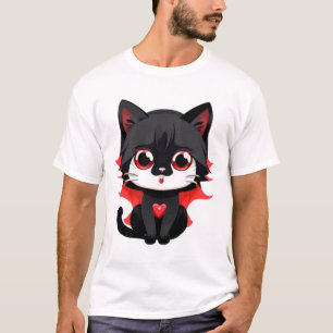 Camiseta Gato negro de color rojo
