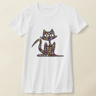 Camiseta Gato negro de Emoji de Halloween