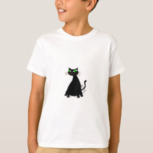 Camiseta Gato negro de grasa con ojos verdes