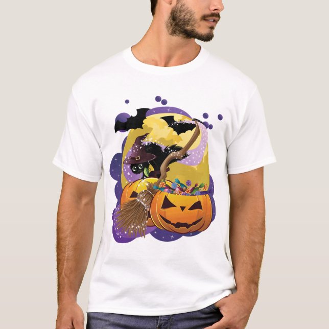 Camiseta gato negro de Halloween (Anverso)