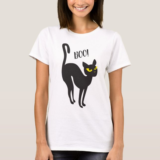 Camiseta ¡Gato negro de Halloween, Boo! Trick o Trick, Tren (Anverso)