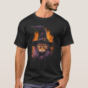 Camiseta Gato Negro De Halloween Bruja Sombrero Gatito Espe
