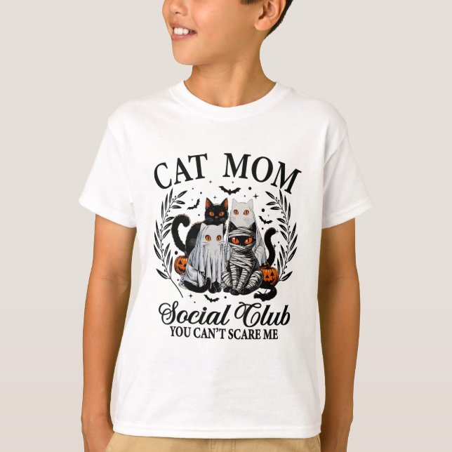 Camiseta Gato negro de Halloween Club Social Gótico Spooky  (Anverso)