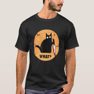 Camiseta Gato negro de Halloween con gato sangriento qué