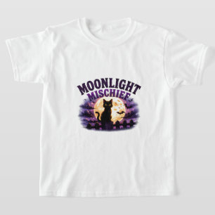Camiseta 🐈⬛ Gato negro de Halloween con luz de luna 🌕